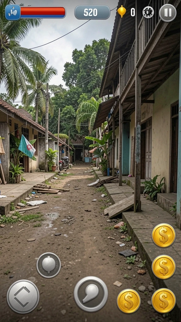 Tangkapan layar yang menunjukkan karakter utama dalam aksi.
