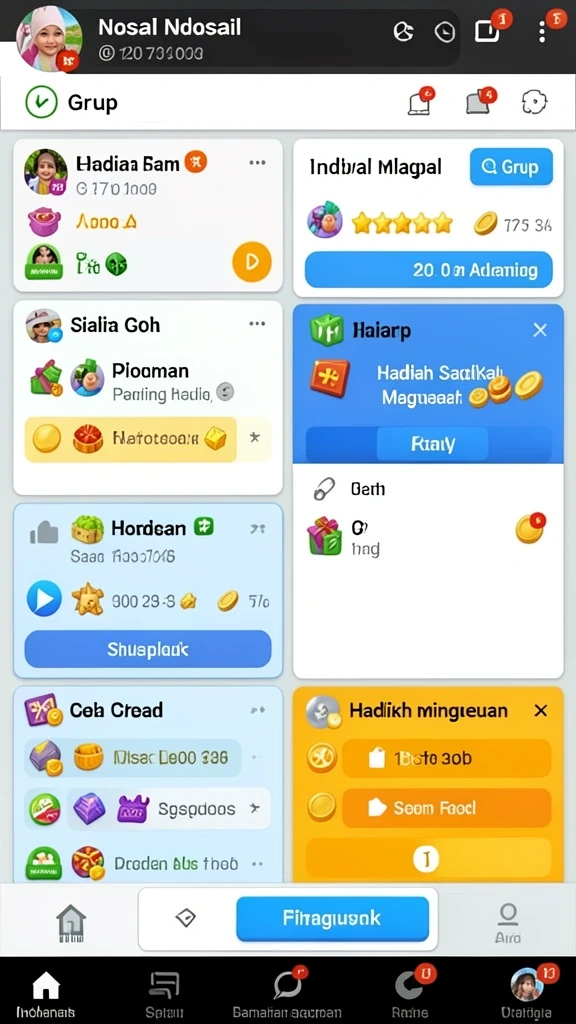 Karakter unik dengan desain yang penuh warna.