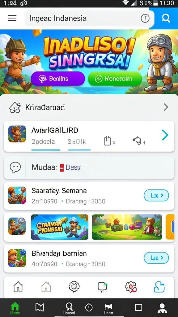 Screenshot menunjukkan koleksi permainan yang beragam dan menarik.